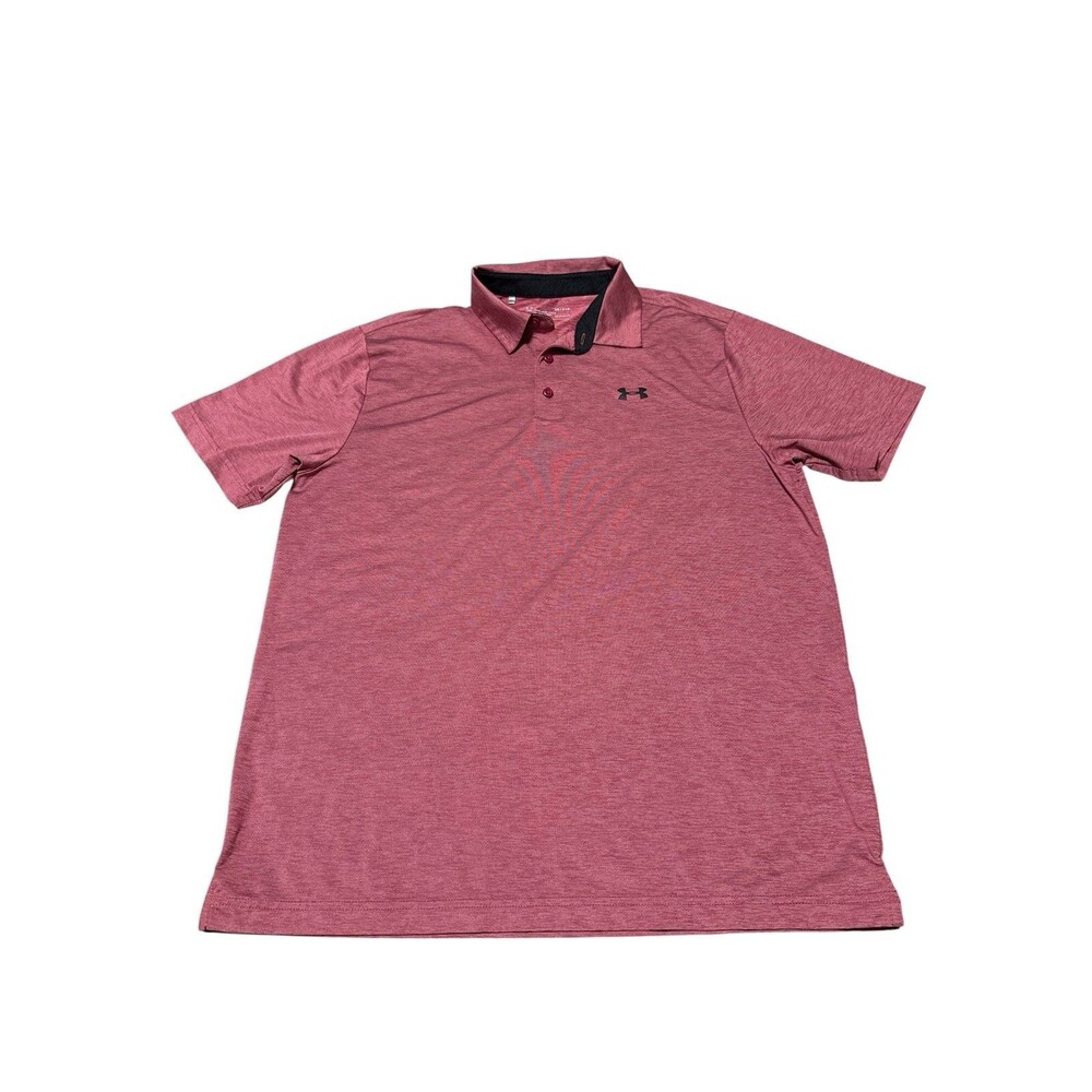 Under Armor Polo Shirt Short Sleeve Heat Gear Polo Large Shirt Burgundy Loose